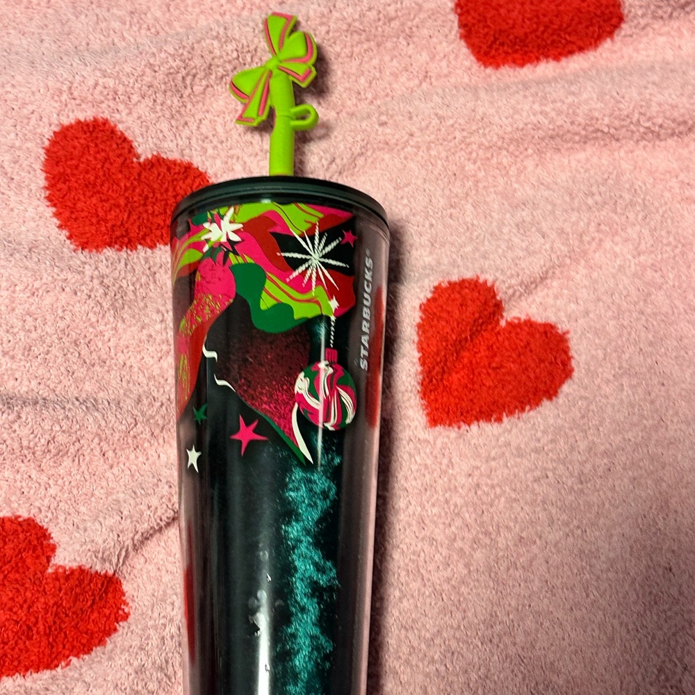Starbucks Festive Tumbler with Green Bow Straw
